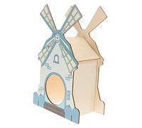 HOUDERCO Wooden Hamster Windmill House Wear-Resistant Hideout for Dwarf Hamsters Adorable Rat House Escape Routes for Pets