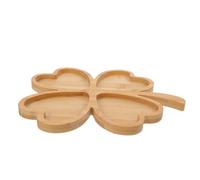 HOUDERCO Wooden Shamrock Serving Tray with Excellent Load Bearing and Smooth Finish, Four-Leaf Clover Snack Plate for Modern Kitchen and St Patricks Day Treats