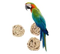 HOUDERCO Woven Chew Shaped Design Beige Parrot 3pcs for Birds Material Relieves Boredom and Prevents Furniture Damage