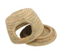 HOUDERCO Woven Rabbit Hideout Nest House for Small Pets, Light Green Grass Material Providing Resting and Hiding Space, Indoor Bunny Snuggle Bed and Play Area
