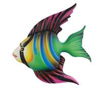 HOUDERCO Wrought Iron Fish Wall Hanging Metal Art Decor Outdoor Ocean Theme Ornament for Home Garden Premium Craft Nautical Coastal Style Decorative Fish Hanging Decorations