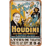 Houdini And Spirits Vintage Look Reproduction Metal Sign Vintage Metal Tin Sign 8X12 Inches