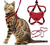 Houdini™ Escape Proof Cat Harness and Leash Set by OutdoorBengal - Red, Large Cat Harness for Walking Big Cats