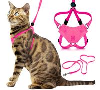Houdini™ Escape Proof Cat Harness and Leash Set by OutdoorBengal - Tactical Vest for Walking - Extra Large, Adjustable, Long - Houdini Cat Harness Escape Proof for Large Cats + Leash (Pink, XL)