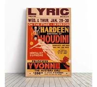 Houdini Vintage Circus Poster (15) Canvas Print | Gallery Wrapped 30mm Frame Wall Art | 20x14 inches | Ready to Hang | Classic Picture | Living Room Bedroom Lounge Office