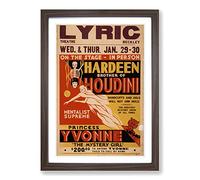 Houdini Vintage Circus Poster (15) Framed Print | A2 Walnut Framed Wall Art | Ready to Hang | Classic Nature Picture | Living Room Bedroom Lounge Office