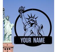 Houdoum Custom Statue of Liberty Metal Wall Art,Personalized Metal Statue of Liberty Sign,Metal Statue of Liberty Wall Decor,New York Metal Wall Art,Statue of Liberty Living Room Decor (Style D)