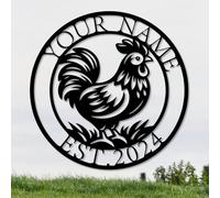 Houdoum Personalized Chicken Coop Metal Sign, Farmhouse Style, 12x18 inches