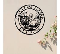 Houdoum Personalized Custom Swan Metal Wall Decoration, Custom Swan Name Metal Art Sign, Personalized Swan Metal Wall Art Hang Decor, Swan Metal Wall Art Sign, Swan Lover Gift (Swan D)