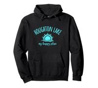 Houghton Lake My Happy Place MI Boating Fishing Camping Pullover Hoodie