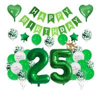 Houhounb 25th Birthday Decoration 25 Years Birthday Party Balloons Happy Birthday Banner Latex Balloon Balloon for Decoration Boy Girl Birthday，Green