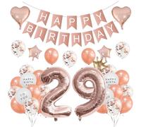 Houhounb 29th Birthday Decoration - 29 Years Party Balloons, Banner, Latex Balloons for Boy & Girl - Rose Gold