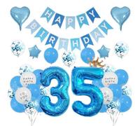 Houhounb 35th Birthday Decoration 35 Years Birthday Party Balloons Happy Birthday Banner Latex Balloon Balloon for Decoration Boy Girl Birthday，Blue