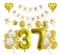 Houhounb 37th Birthday Decoration 37 Years Birthday Party Balloons Happy Birthday Banner Latex Balloon Balloon for Decoration Boy Girl Birthday,Golden