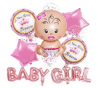 Houhounb Gender Reveal Party Decoration Baby Shower Party Decoration Pink Baby Girl Balloon Girl Aluminium Foil Balloon Confetti Balloon for Wedding Announcement of a Pregnancy Gender