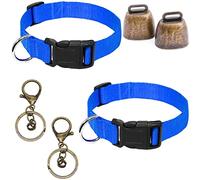 Houhounb Sheep Bells and Nylon Collar Set Small Brass Pet Copper Bells Cow Horse Sheep Anti-Lost Grazing Bells Cattle Farm Bronze Bell Pet Anti-Theft Accessories Bell, Pack of 6