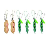 Houhounb Squeezes Toy Squeeze Toys Bean Bean Pendant Key Chain Toys Squeeze Funny Gadgets Reduces Anxiety and Stress for Mobile Phone Chain 4 Edamame + 2 Peanut