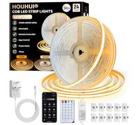 HOUHUI White COB LED Strip Lights 10M, 2700K-6500K Tunable White COB Strip Light with App & Remote, Timer, Music Sync Warm to Cool White 24V LED Tape Lights for Bedroom Cabinet Kitchen DIY Lighting