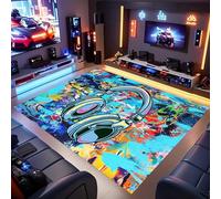 Houient Abstract Headphones Rug, 120x180cm, Colorful Graffiti Paint Splash Gaming Blue Headphone Indoor Carpet, Low Pile Foldable Large Music Gaming Lovers Rugs for Living Room Bedroom
