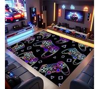 Houient Gamepad Area Rug, 180x230cm, Cool Abstract Geometric 3D Neon Colorful Game Gamepads Carpet Floor Mat, Low Pile Non-Shed Game Console Decoration Rugs For Living Room Playroom