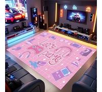 Houient Gaming Rugs for Game Room, 180x230cm, Pink Checkered Gaming Accessories Game Consoles Designs Print Area Rug, Soft Premium E-Sports Girls Room Decor Mat for Playroom Relax Room