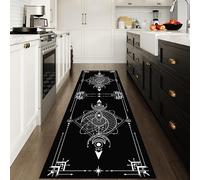 Houient Sun and Moon Rug, 60x120cm, Mystical Geometric Moon Phase Celestial Stars Galaxy Witchy Carpet Runners, Durable Reduce Noise Abstract Decor Black Rugs for Living Room Entryway