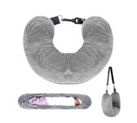 Houilcr Stuffable Neck Pillow For Travel, Travel Pillow Stuffable With Clothes For Extra Luggage, Travel Essentials, Flight pillow With Adjustable Straps For Backpacking and Long Flights - Grey