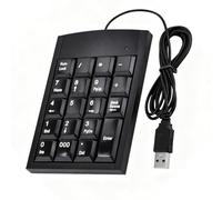 Houilcr USB Numeric Keypad, 18 Key Portable External Wire Number Pad, Mini Financial Accounting Numeric Keypad, Office Calculating Number Pads for Laptop, Notebook, Desktop, Computer, PC - Black