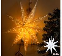HOUISM Paper Star Lantern Lampshade 65cm, Large LED Christmas Festive Paper Lanterns with Faity Lights, Hanging Ornaments for Ceiling Pedant, Xmas Porch, Party Wedding Home Decor