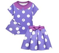 HOUJW 3Pcs Tracksuit Set Outfit Clothes Summer Skrit Cartoon Printing T-Shirt Top+Bow Skirt+Bag Fancy Dress Gifts for Cosplay Party Supplies (A,150)