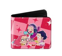 HOUJW Cute Cartoon Print PU Leather Wallet,Leather Bi-Fold Short Wallet (B,One Size)