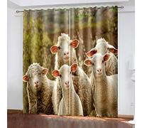 HOUKAI Blackout Curtains For Bedroom Print 3D Pattern Cute Animal Sheep Kids Curtains Boys Blackout 42x63 Inch Curtain Eyelet Thermal Insulated, Window Drapes 2 Panels Curtains For Living Room