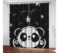 HOUKAI Kids Blackout Curtains For Bedroom, Black And White Animal Panda 3D Pattern Eyelet Thermal Insulated Curtains For Nursery, Set Of 2 Panels, 2x42x63 Inch Curtains For Living Room For Boys Girls