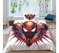 HOUKIG Spider-Man 3D Printed Duvet Cover Set Microfibre Winter Comforter Cover 3Pcs Bedding Sets with 2 Pillowcase Quilt Covers with Zipper Closure For Boys Girls Teenagers Single（135x200cm）