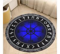 HOUKIG Viking Odin Rug Floor Mat, Norse Mythology Mjolnir Pattern Floor Mat, Soft Comfy Flannel Carpet Non Slip Washable (Color : Carpet E, Size : 60x60cm)