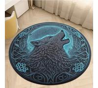 HOUKIG Viking Odin Rug Floor Mat, Norse Mythology Mjolnir Pattern Floor Mat, Soft Comfy Flannel Carpet Non Slip Washable (Color : Carpet D, Size : 60x60cm)