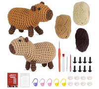 Houkiper Crochet Kit for Beginners, 2PCS Kids Crochet Starter Amigurumi Animals Crochet Kit with Yarn Hooks Needles, Crocheting Knitting Kits Capybara Beginner Crochet kit Gift for Mom Mother's Day