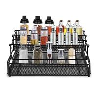 Houkiper Spice Rack, 3-Tier Kitchen Countertop Organizer Step Metal Seasoning Organizer Hollow Paint Design, Pull out Spice Storage Holder for Spice Bottles Jars, Counter, Cupboard, Pantry