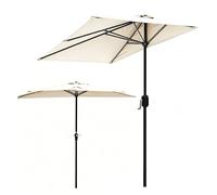 HOUKOIKBUG 6.5ft 8ft Half Umbrella Outdoor Balcony Wall Umbrella 5 Ribs Rectangular Market Half Umbrellas With Crank Sunshade Parasol For Patio Garden Deck(Beige,200x100cm/6.5x3ft)