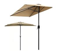 HOUKOIKBUG 6.5ft 8ft Half Umbrella Outdoor Balcony Wall Umbrella 5 Ribs Rectangular Market Half Umbrellas With Crank Sunshade Parasol For Patio Garden Deck(Khaki,250x130cm/8x4ft)