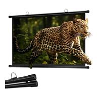 HOUKOIKBUG Home Theater Projector Screen 60" 72" Hanging Projector Screen Black Manual Pull Down Movie Screen For Home Theater Outdoor Camping HD 4K(16:9,60in)