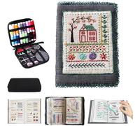HOUKUNKA All-in-One Portable All Scenario Embroidery Stitch Book & Sewing Kit, DIY Sets with Complete Toolkit and Instructional Tutorial Instructions 106 Unique Stitch Journal
