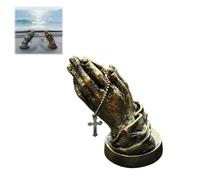 HOUKUNKA Prayer Hands Blessing & Faith Sculpture, Resin Religious Statue Decor with Cross Necklace, Encourages Reflection Anywhere, Inspiring Decor with Spiritual Touch for Table, Car Dashboard (A1)