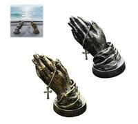 HOUKUNKA Prayer Hands Blessing & Faith Sculpture, Resin Religious Statue Decor with Cross Necklace, Encourages Reflection Anywhere, Inspiring Decor with Spiritual Touch for Table, Car Dashboard (MIX)