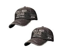 HOUKUNKA Still Not Dead Hard to Kill Hat - Funny Vintage Retro Baseball Cap for Men Women Veterans Adjustable Dad Hat (2PCS)