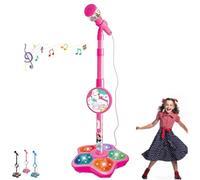 HOUKUNKA The All-in-One Microphone Toy, Portable Echo Microphones Toys for Little Singers with Adjustable Stand, Speaker and LED for Boys and Girls, Singing Toy Unleash Inner Superstar (C1)