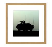 Houlding Military UK Jackal Armoured Vehicle Photo 8X8 Inch Square Wooden Framed Wall Art Print Picture with Mount Artery8 Light Oak One Size