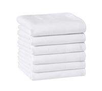 HOULIFE 100% Cotton Women's Men's Handkerchiefs, Solid Stripe Handkerchiefs for Men & Women Soft Cotton Hankies 15.7x15.7 ”, White - 6pcs, 15.7*15.7”