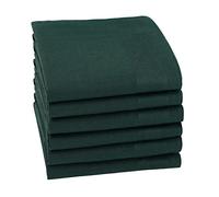 HOULIFE 100% Cotton Women's Men's Handkerchiefs, Solid Stripe Handkerchiefs for Men & Women Soft Cotton Hankies 15.7x15.7 ”, Dark Green - 6pcs, 15.7*15.7”
