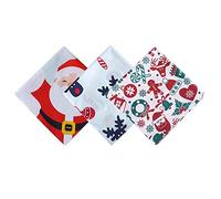 HOULIFE Christmas Handkerchief - Handkerchiefs for Ladies Cotton, 100% 60S Combed Cotton Xmas Trees Santa Claus Gingerbread Man Hankies Gift Set for Women Men Kids, 40x40cm (3, Just Say Ho)